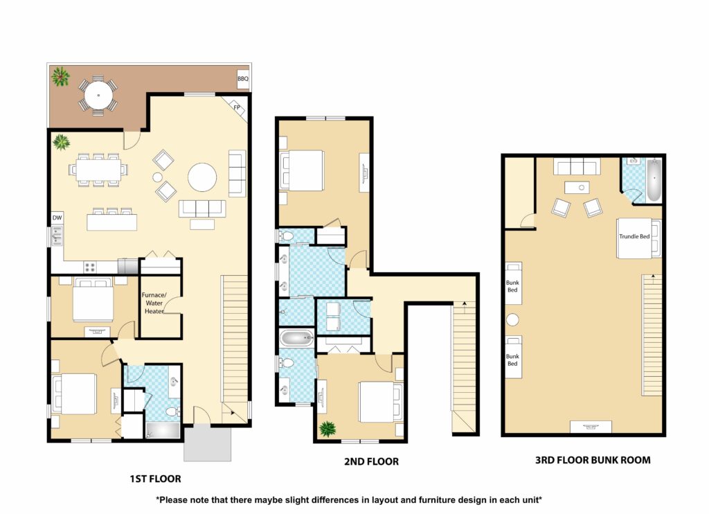 Graphic layout of our 5 bedroom Branson lodging on the lake.