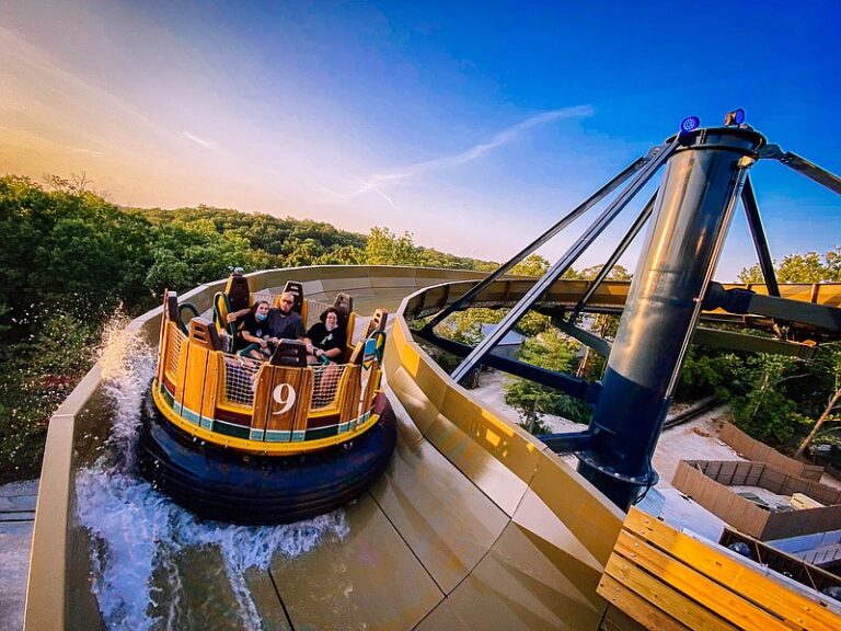 people riding water slide at silver dollar city