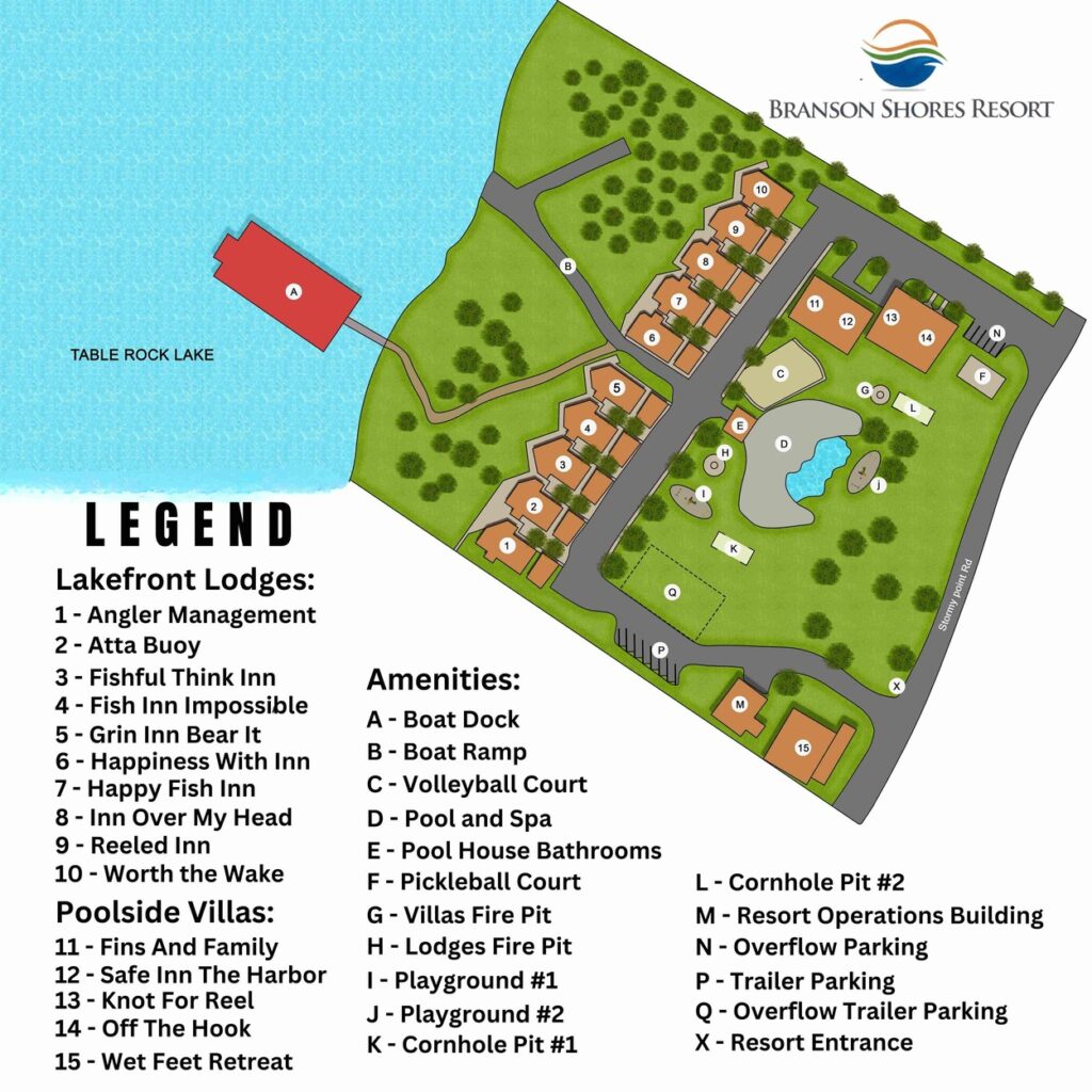 Branson Shores Resort on Table Rock Lake Map